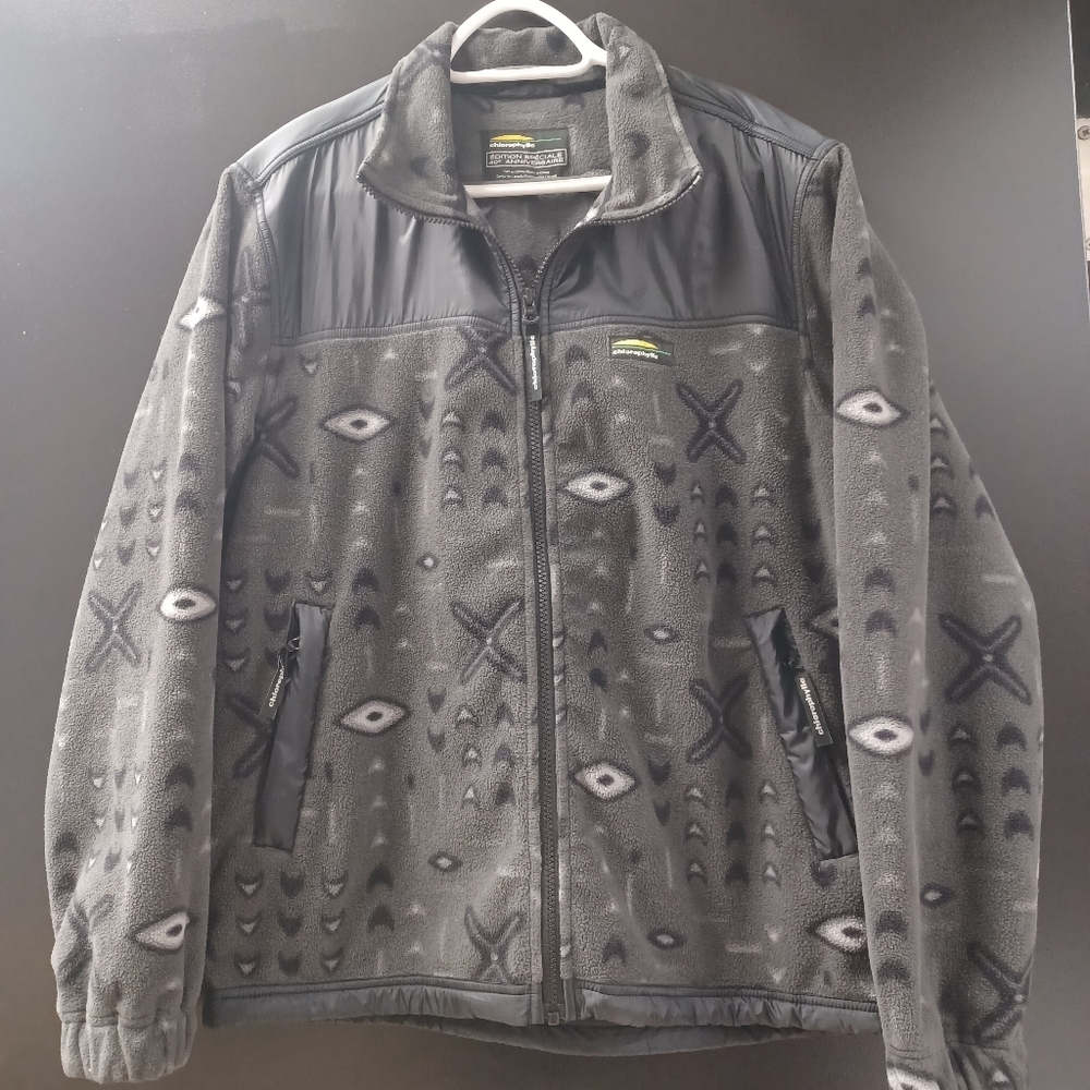 Chlorophylle Men's Small 40th Anniversary Gray Patterned Fleece Jacket Full Zip